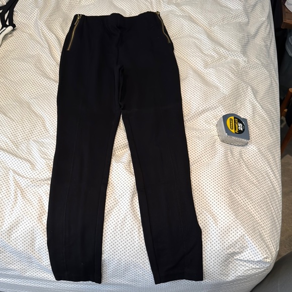 Like new INC black leggings size 4 Black Pants with Gold Zipper Accents - Picture 1 of 4